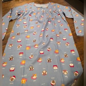 Lands' End Girls Cat Holiday Flannel Nightgown 12